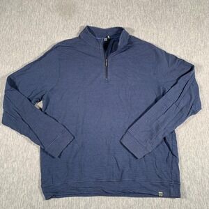 Tasc Performance Sweater Mens XL Blue Striped Quarter Zip Bamboo Blend Pullover